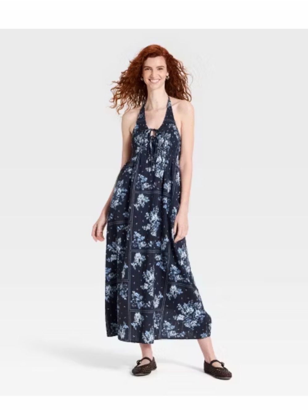 Women's Printed Maxi Sundress - Universal Thread™ Navy Blue XS